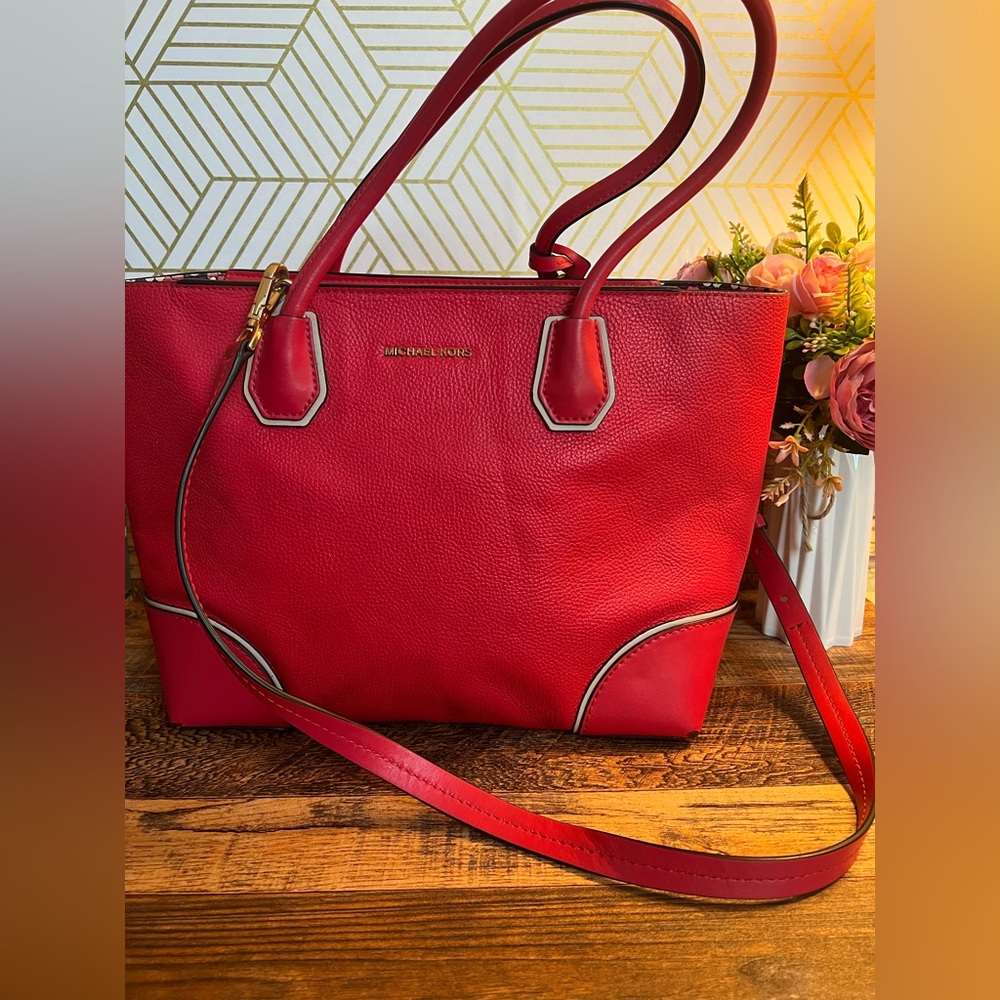 Stylish Red Floral Michael Kors Bag Fair Condition